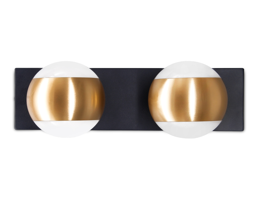 Настенный поворотный светильник с акрилом FW575/2 SBK/GD черный песок/золото G9 max 40W 260*70*85