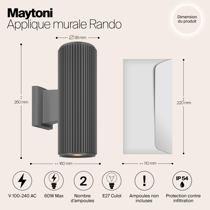 Архитектурная подсветка Rando O419WL-02GR IP 54 (o419wl-02gr)