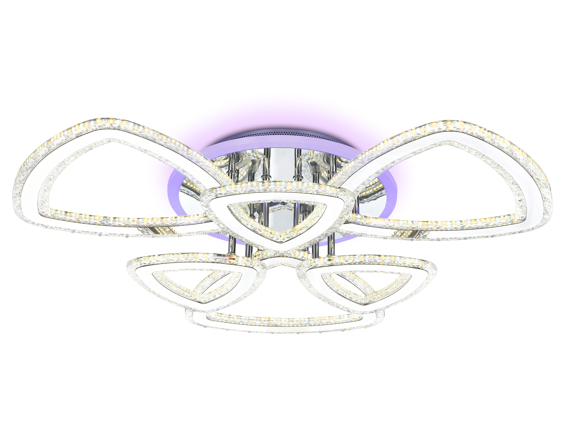 Управляемый потолочный светодиодный светильник FA8861/3+3 CH хром 153W 3000K+6400K/3000K/6400K/4200K+4200K 670*610*130 (ПДУ РАДИО 2.4G)