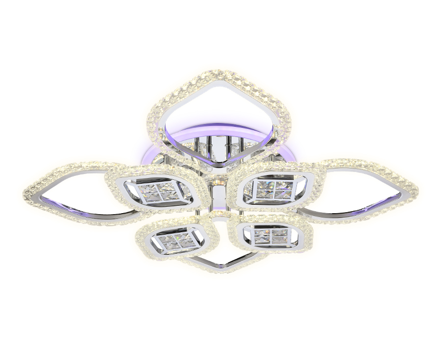 Потолочный светодиодный светильник с пультом FA283/4+4 CH хром 147W 750*750*120 (ПДУ РАДИО 2.4G)