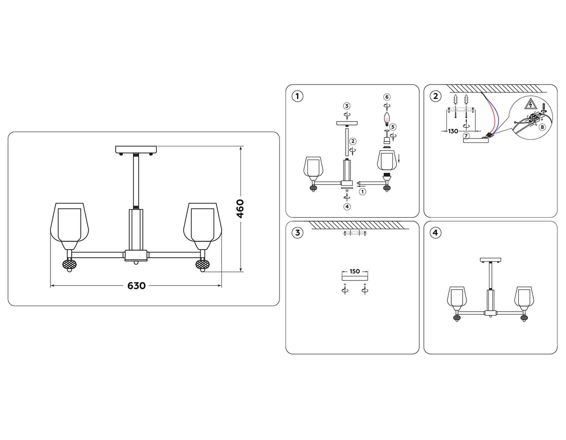 Подвесная люстра со сменными лампами TR3154/5 GD/CL золото/прозрачный E27/5 max 40W D630*460