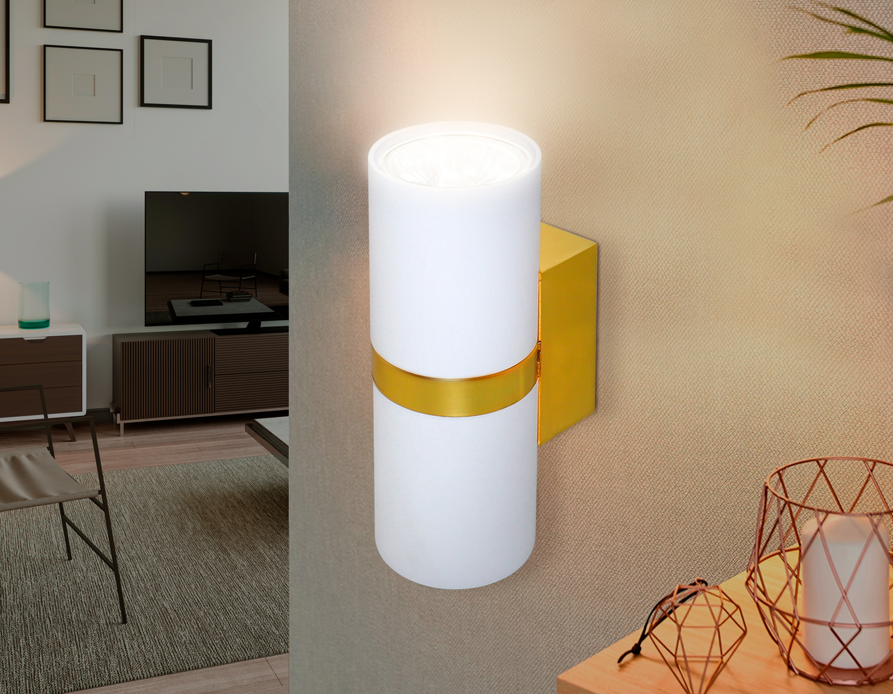 Настенный светильник FW242/2 WH/GD белый/золото GU10*2 max 12W 155*60*76