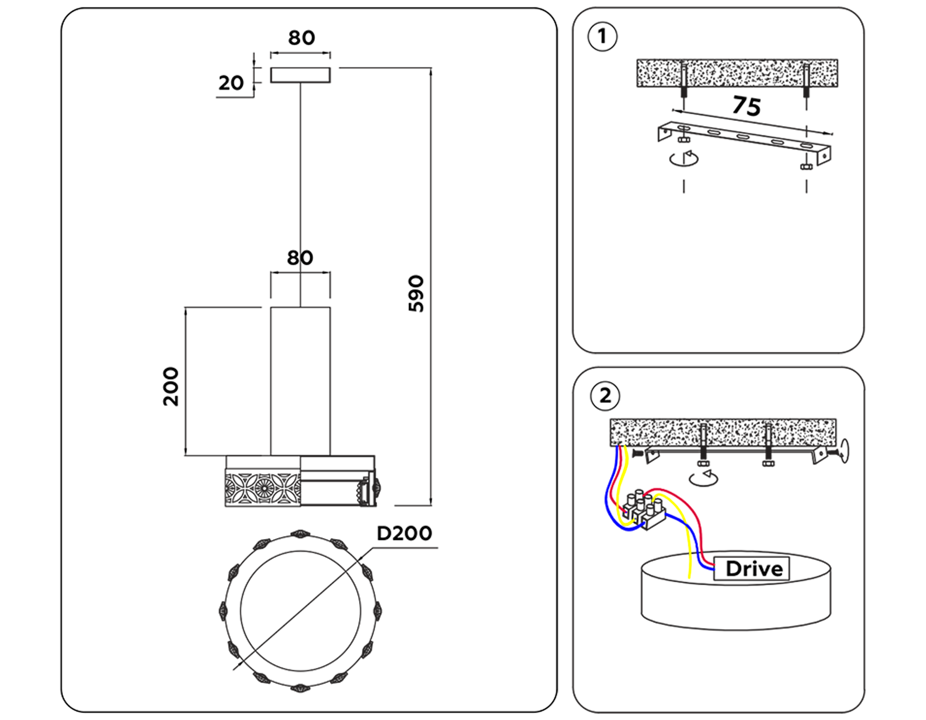 Подвесной светодиодный светильник FA9488 WH/CH белый/хром 4200K 18W D200*590 (без ПДУ)