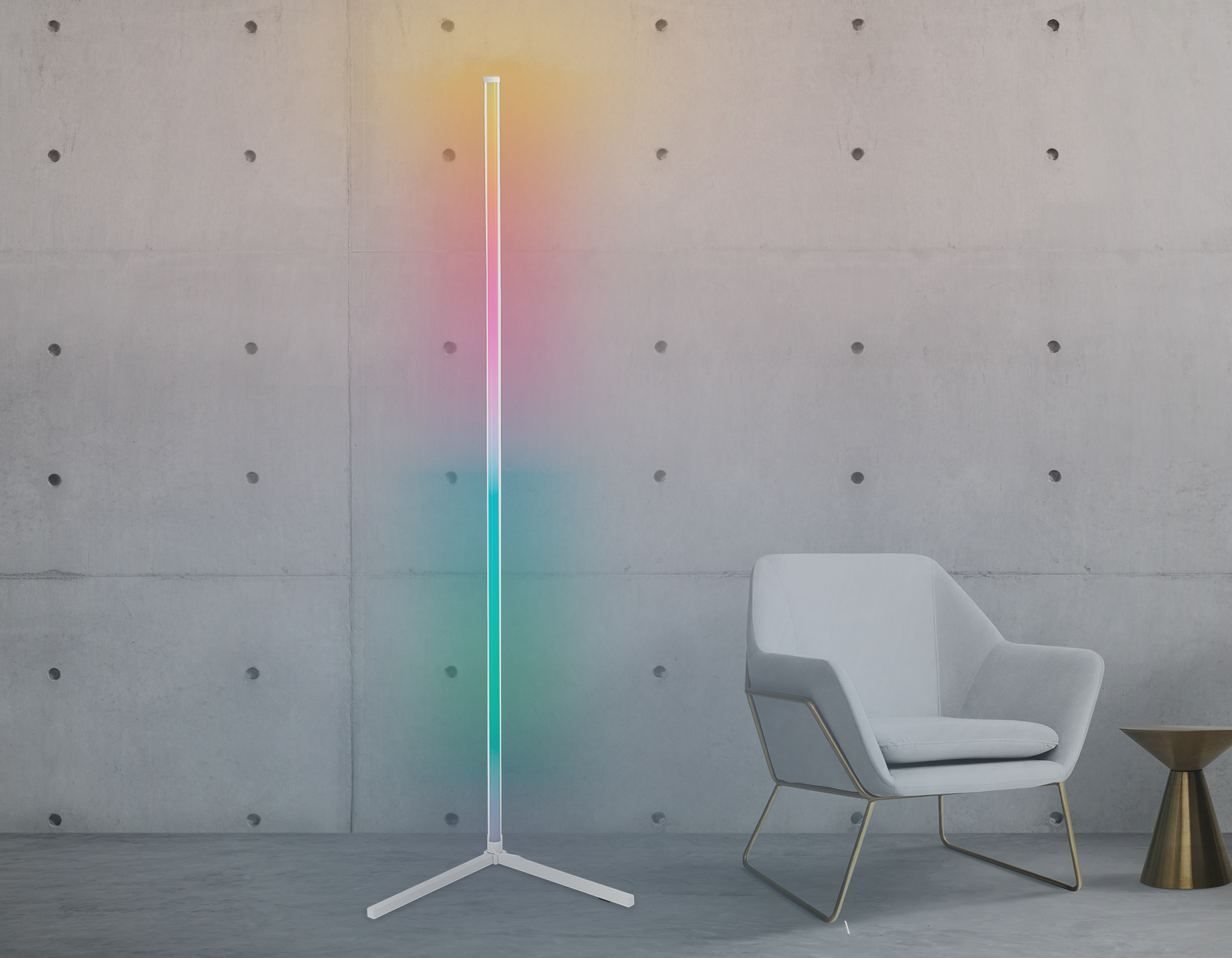 Светильник светодиодный напольный RGB с пультом FL8025 WH белый LED 20W RGB D32*1650 (ПДУ РАДИО 2.4G)