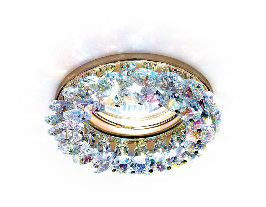 Встраиваемый точечный светильник MR16 с хрусталем K206 MULTI/G золото/мульти MR16