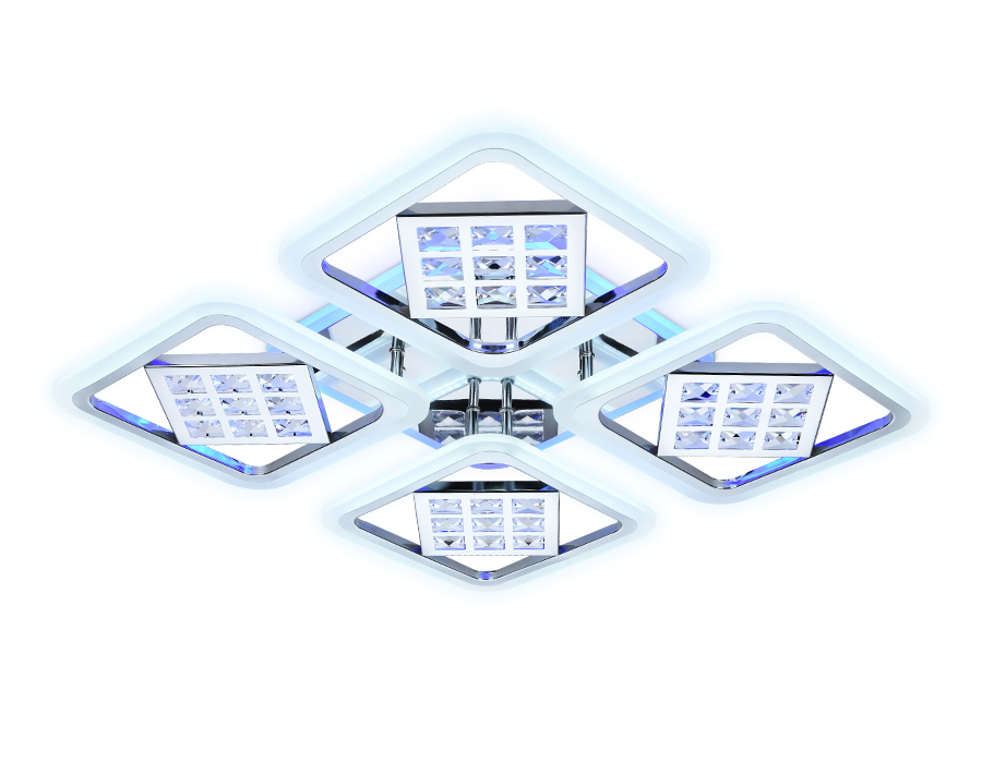 Потолочный светодиодный светильник с пультом FA288/4 CH хром 116W 750*750*80 (ПДУ РАДИО 2.4G)