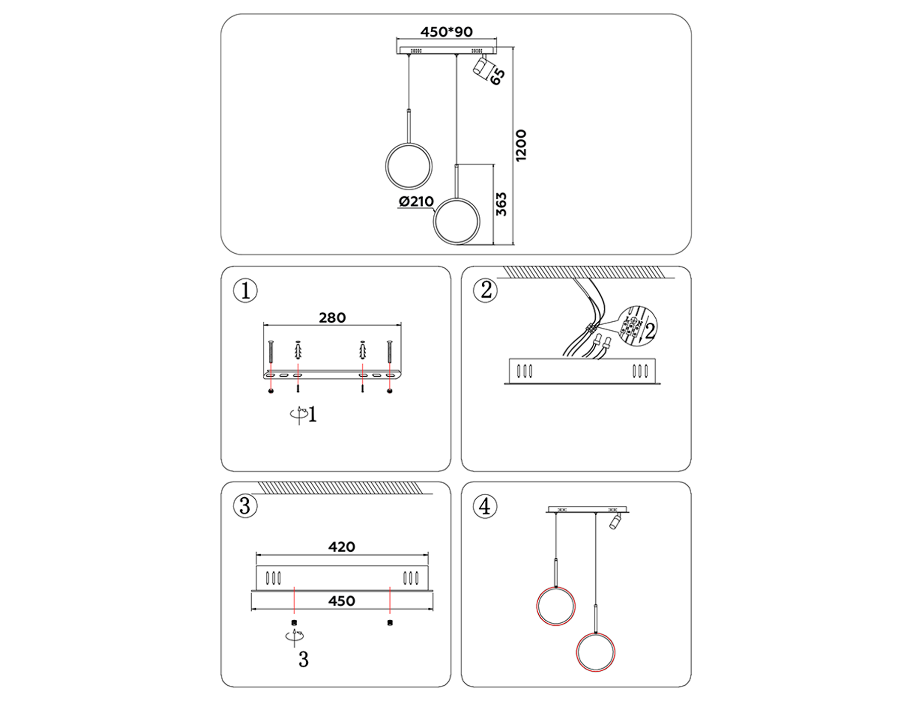 Подвесной светодиодный светильник с пультом FL5272/2+1 WH белый 38W 3000K/4200K/6400K+4200K 500*90*1200 (ПДУ ИК)