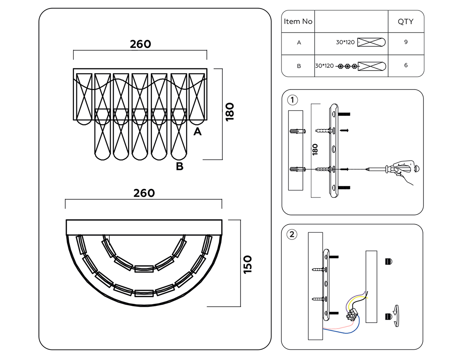 Настенный светильник с выключателем и хрусталем TR5090 SL/CL серебро/прозрачный E14/2 max 40W 260*180*150