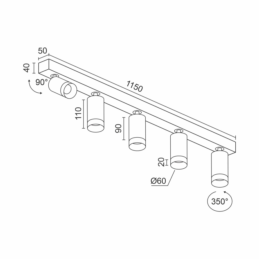Накладной светодиодный светильник Ledron SAGITONY E5 S60 Wooden Black (10179)