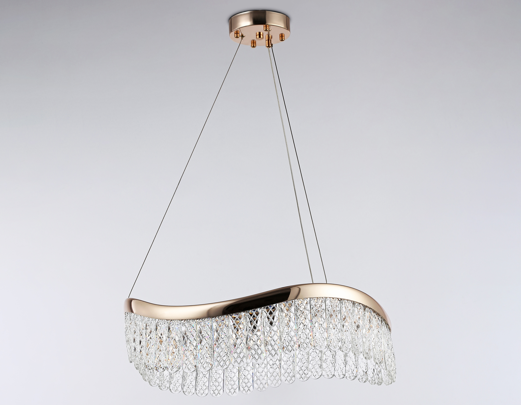 Подвесной светодиодный светильник с хрусталем TR49717 GD золото 34W 3000K/4200K/6400K D500*1010 (Без ПДУ)