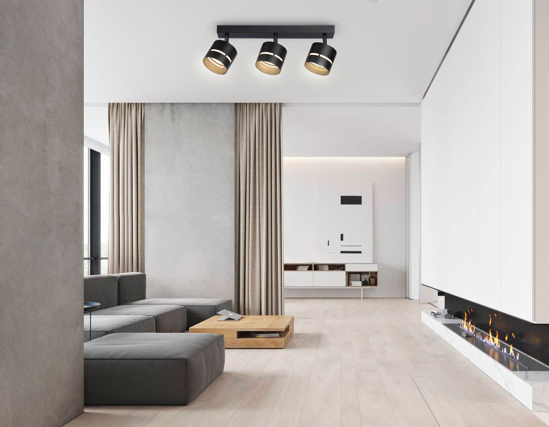 Светильник накладной поворотный со сменной лампой GU10 TN71064/3 BK черный GX53/3 max 12W 405*85*150