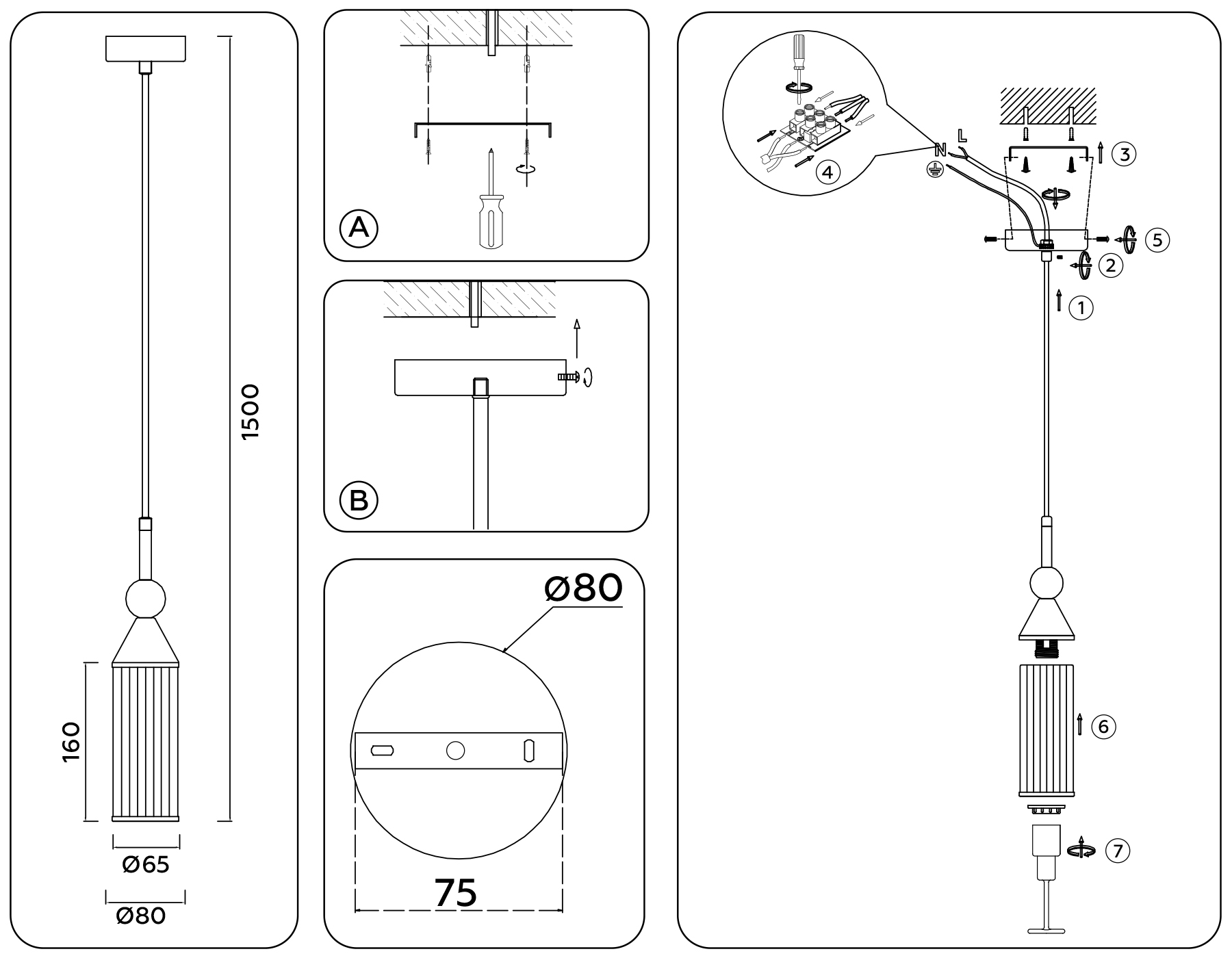 Подвесной светильник LH55251 BK/BS/CL черный/латунь/прозрачный E14 max 40W D65*1500