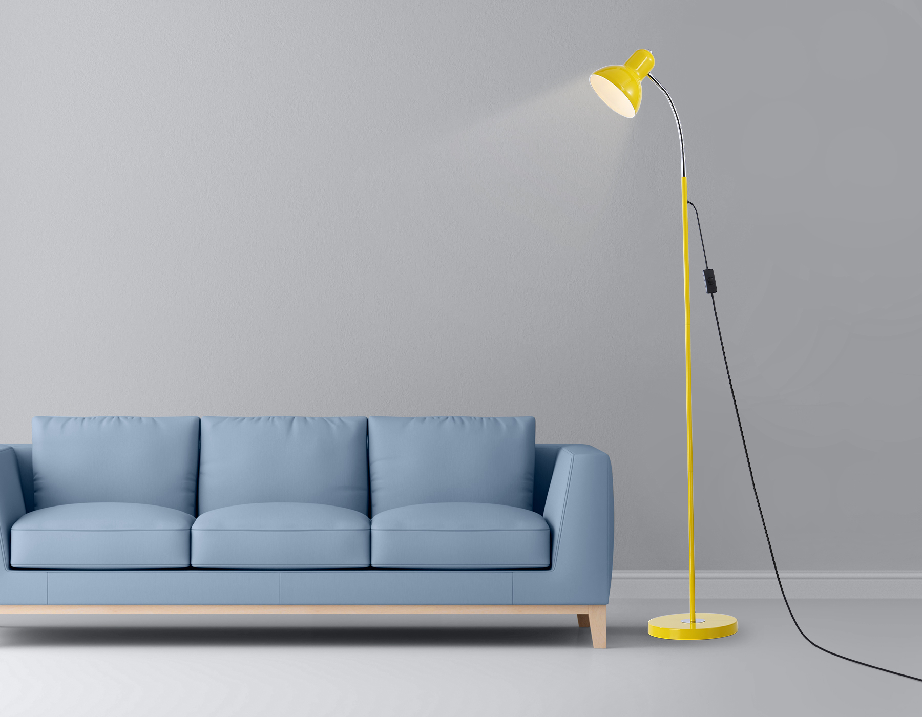 Светильник напольный с выключателем на проводе TR97659 YL желтый E27 max 40W D140*1450