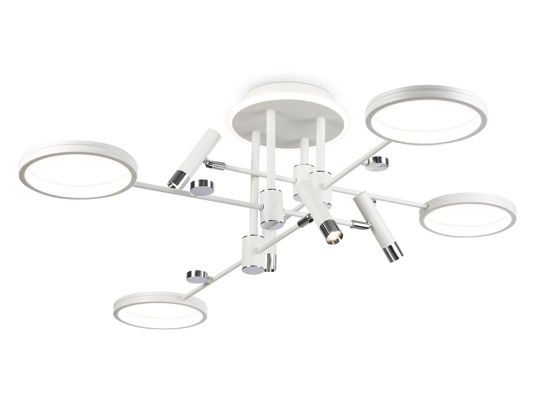 Потолочный светодиодный светильник с пультом управления FL51648/4+4 WH/CH белый/хром 98W 3000K-6400K D910*340 (ПДУ ИК)