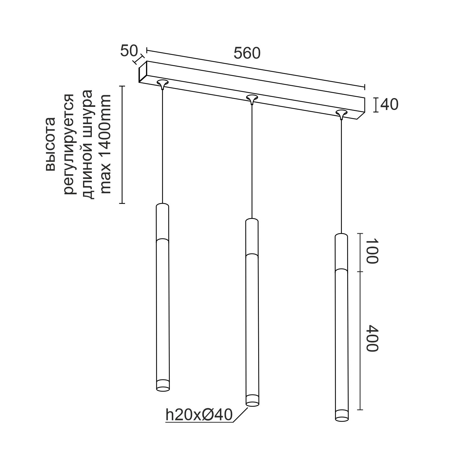Подвесной накладной светодиодный светильник Ledron SAGITONY E3 T40 Wooden 100 Dim Black (4905)