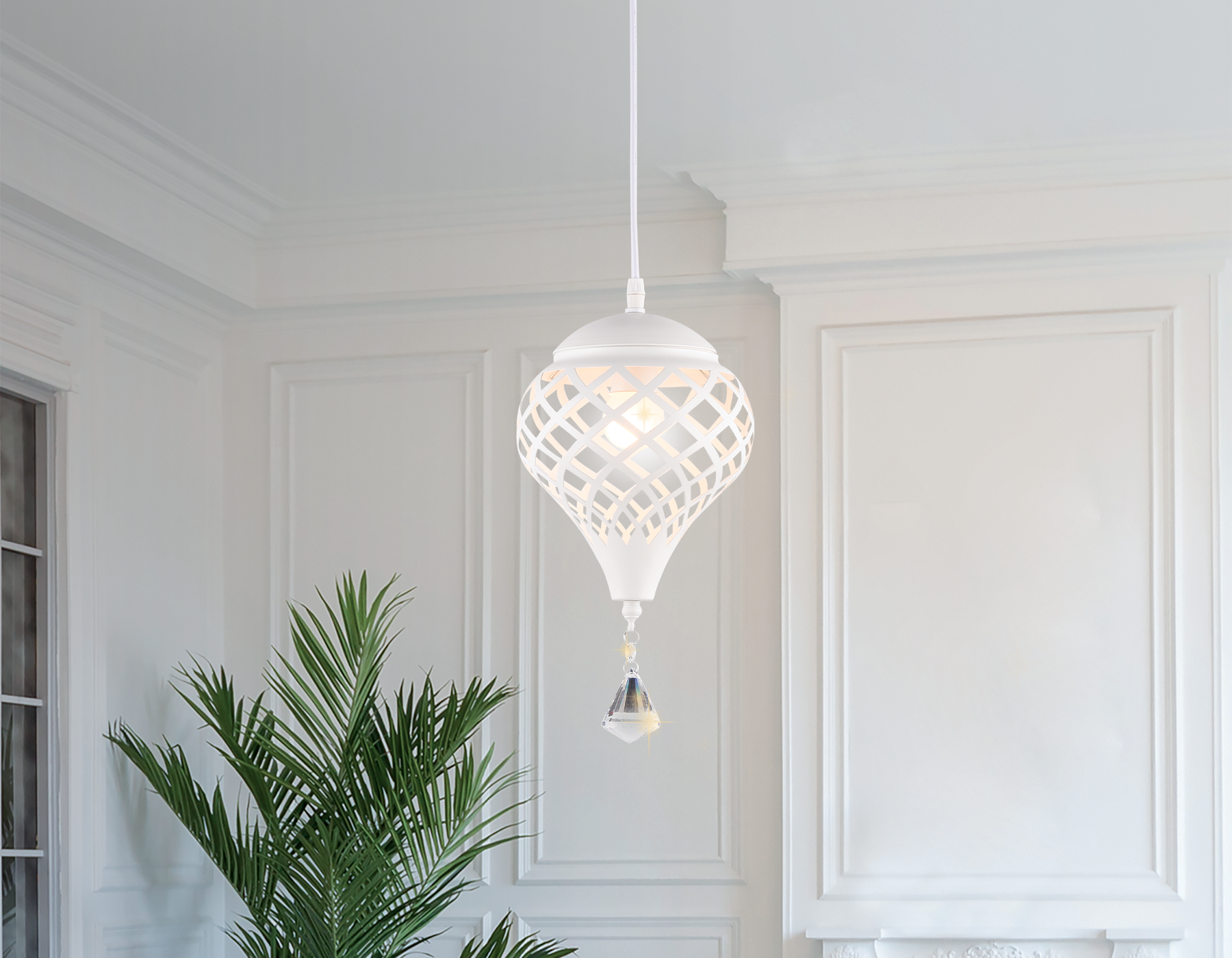 Подвесной светильник TR8441 WH белый E27 max 40W D170*800