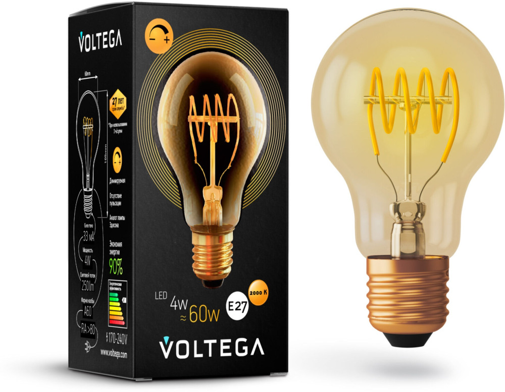 Лампочка светодиодная 2000K 250Lm E27x4W Loft LED 7078 (voltega_7078)