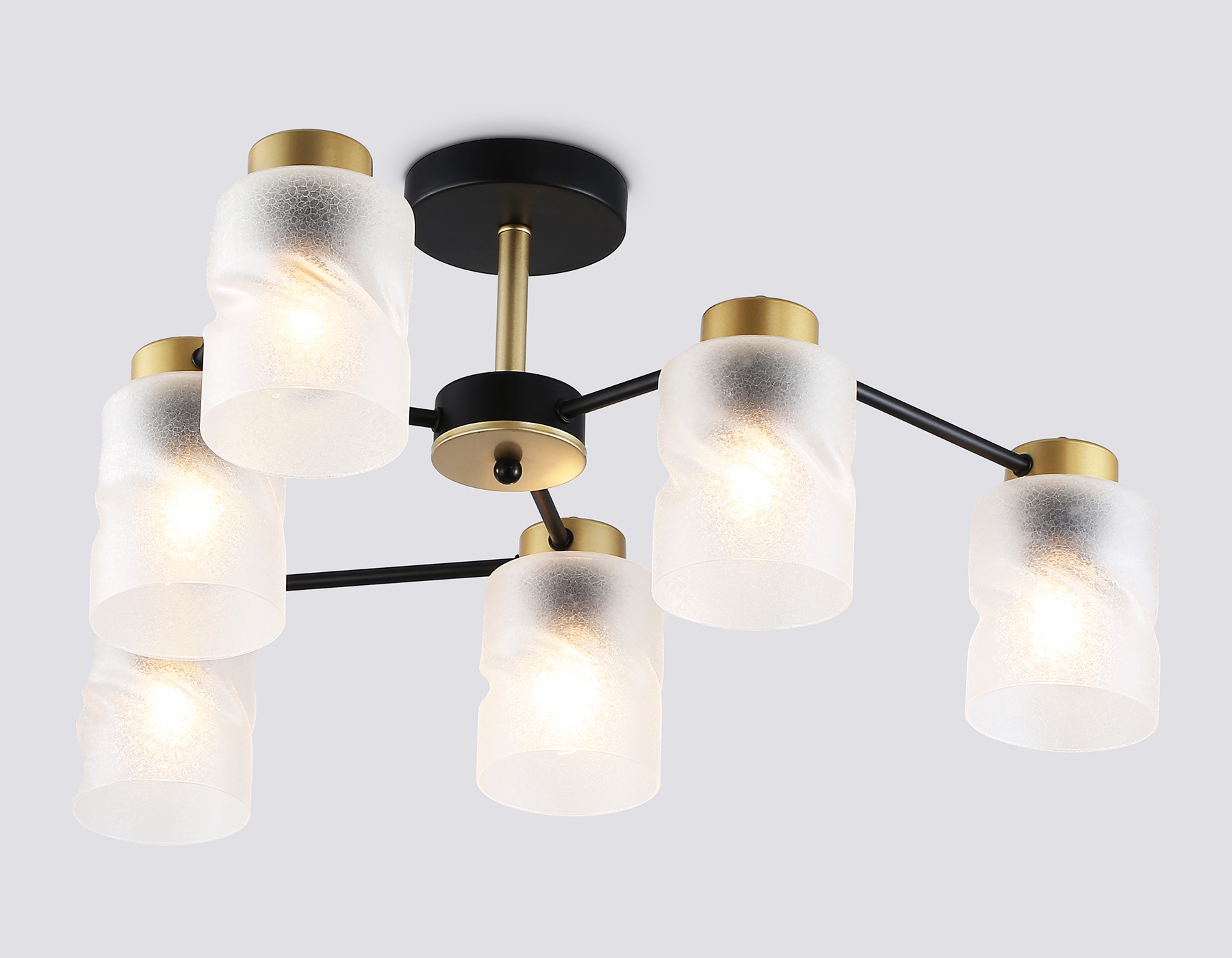 Люстра на штанге со стеклянными плафонами TR303325/6 BK/GD черный/золото E27/6 max 60W D680*270