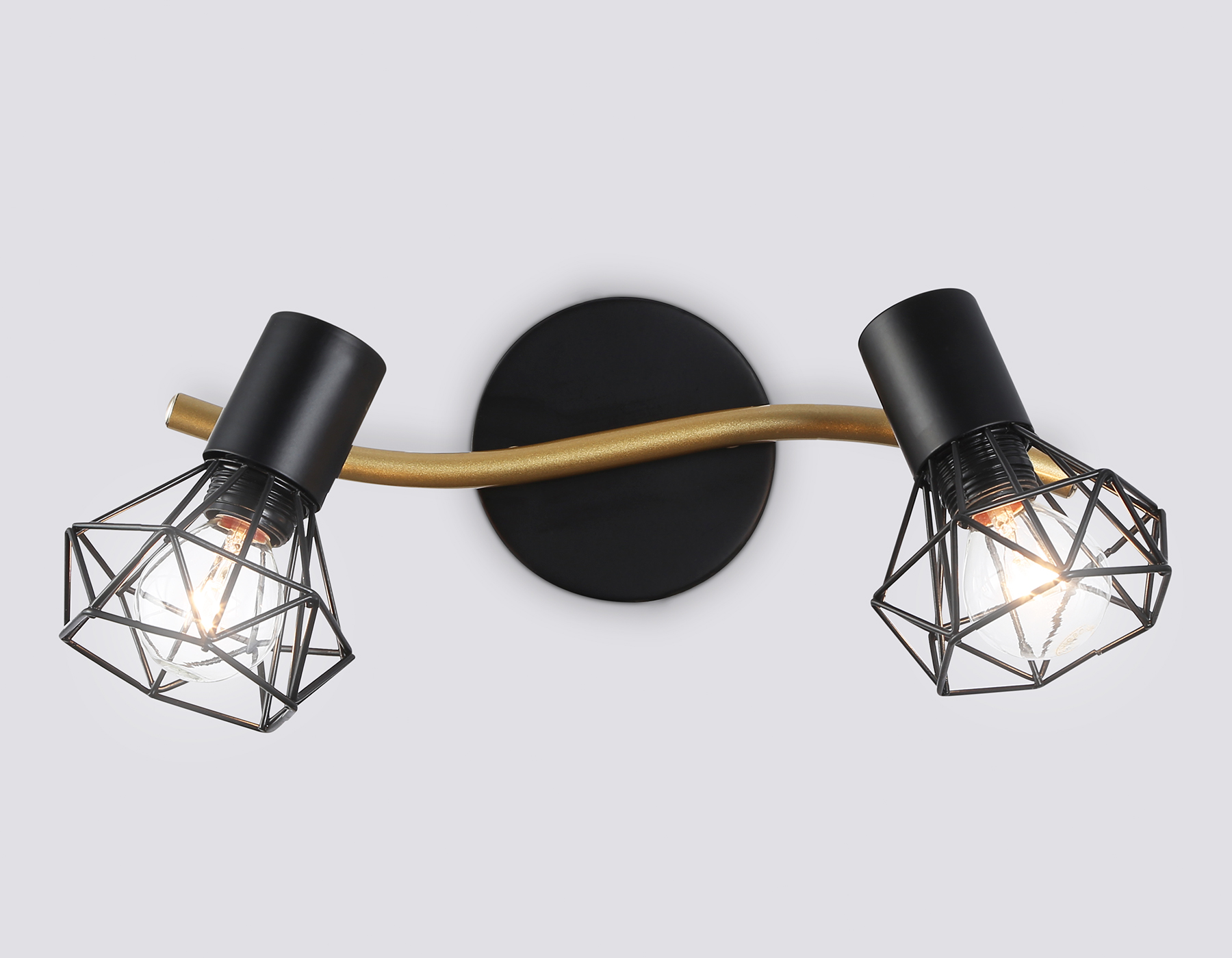 Настенно-потолочный спот в стиле лофт TR8656/2 BK/GD черный/золото E14/2 max 60W 330*100*185