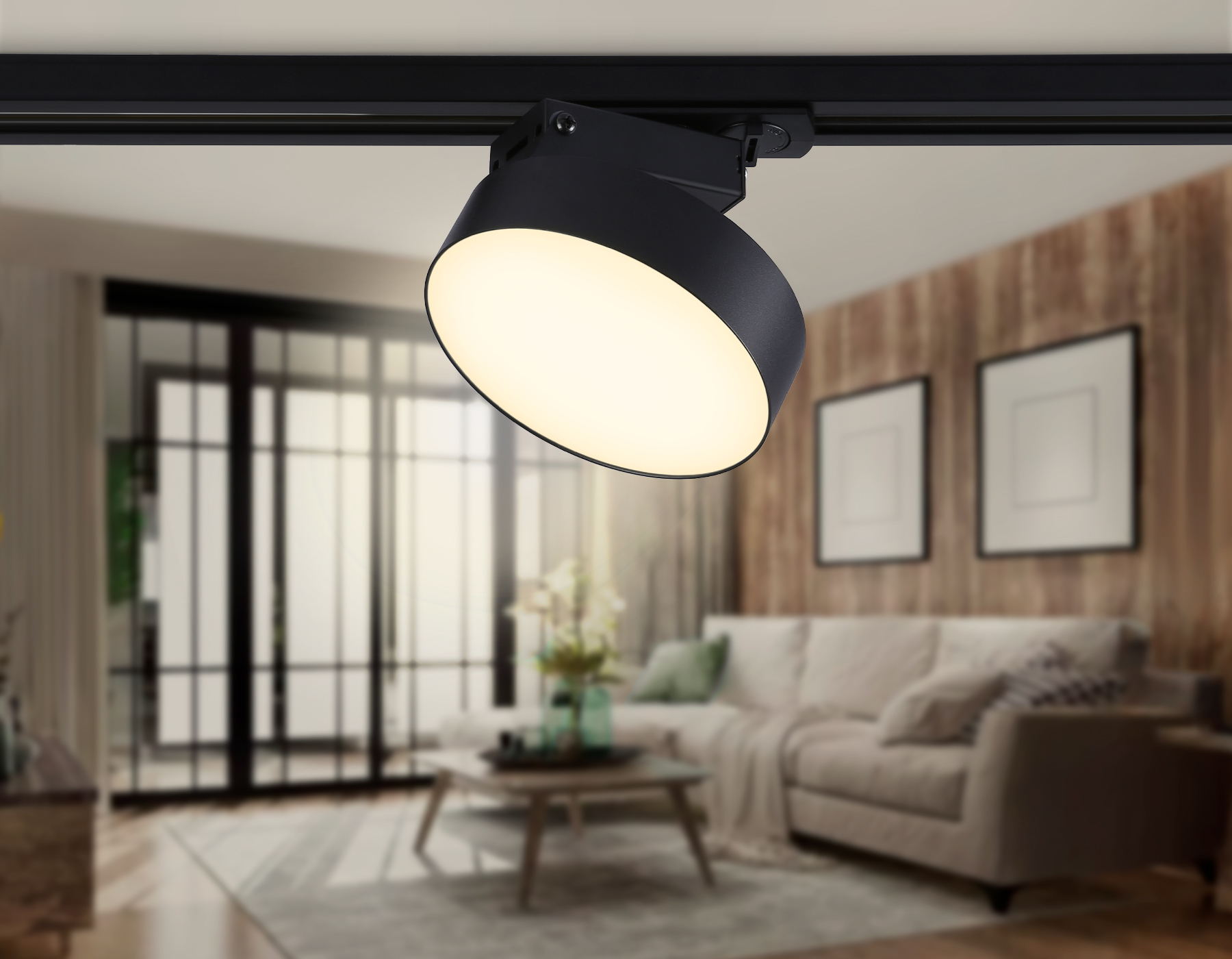 Трековый однофазный светодиодный светильник GL6839 BK черный LED 15W 3000K D115*80