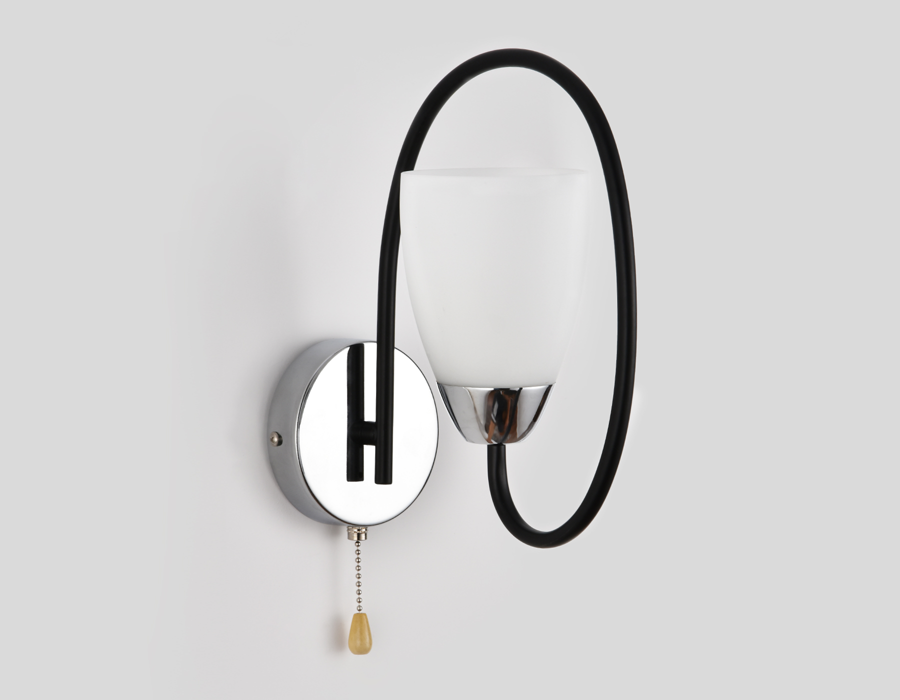 Настенный светильник с выключателем TR3134 BK/CH черный/хром E27 max 40W 320*100*230