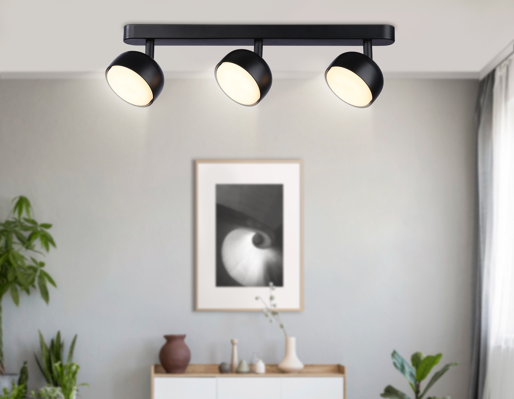 Светильник накладной поворотный со сменной лампой GX53 TN71018/3 BK черный GX53/3 max 12W 400*80*90