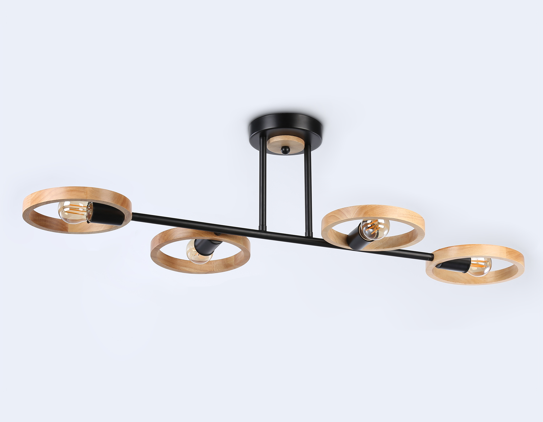 Подвесной светильник со сменной лампой TR8248/4 BK/LWD черный/светлое дерево E27/4 max 40W 840*360*220