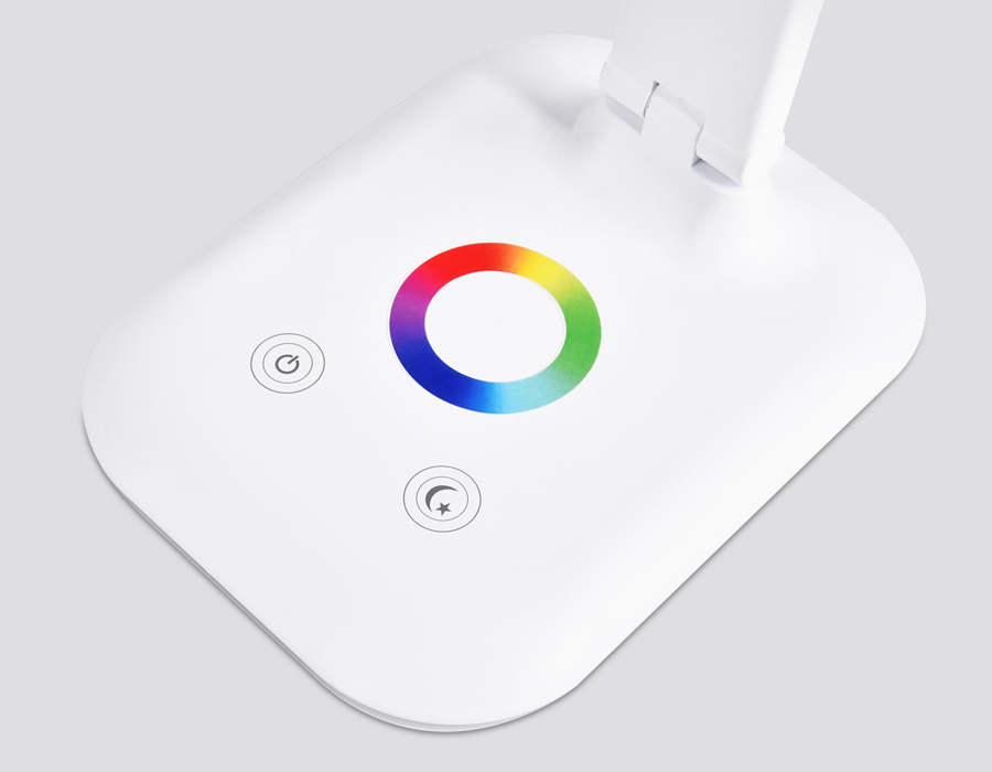 Светодиодная настольная лампа с RGB подсветкой DE530 WH белый LED 3000-6400K+RGB 8W