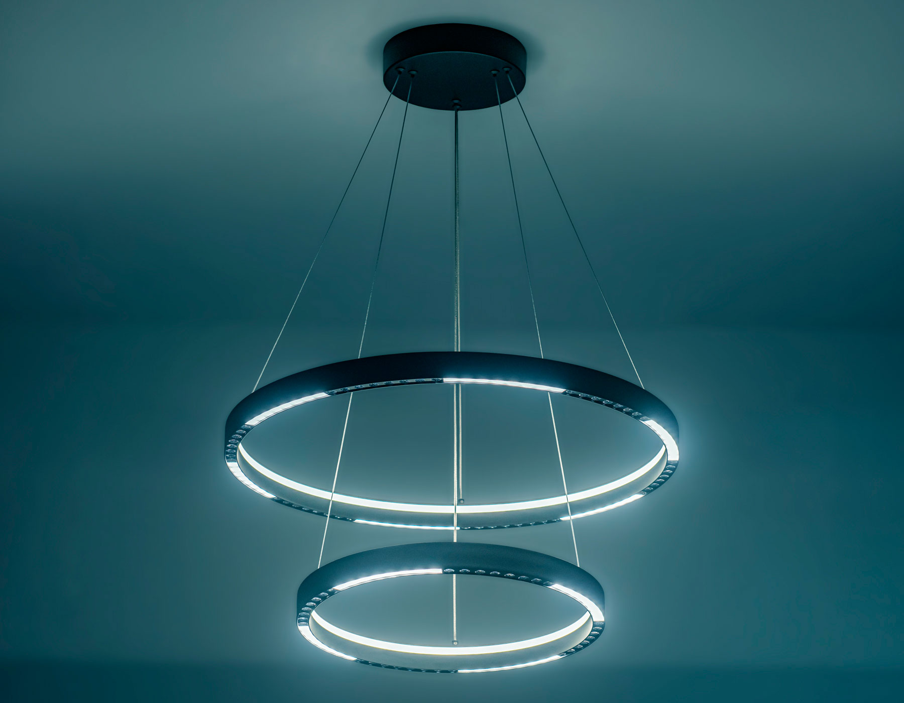 Подвесной светодиодный светильник FL5865/2 BK черный 45W 3000K/4200K/6400K D600/400*830 (без ПДУ)