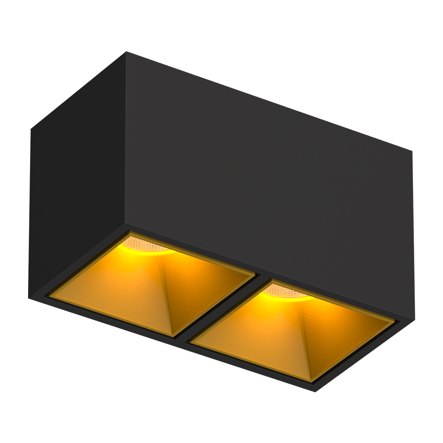 Накладной светодиодный светильник Ledron KUBING 2 Black-Gold TRIAC 4000K (10779)