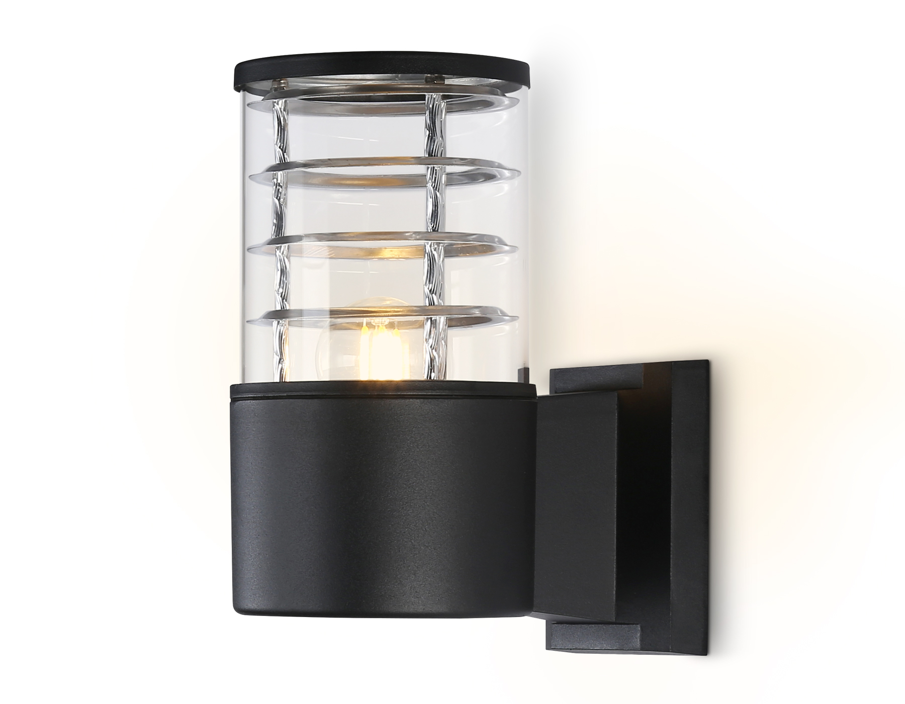 Уличный настенный архитектурный светильник ST2522 BK/CL черный/прозрачный IP54 E27 max 11W 200*110*155