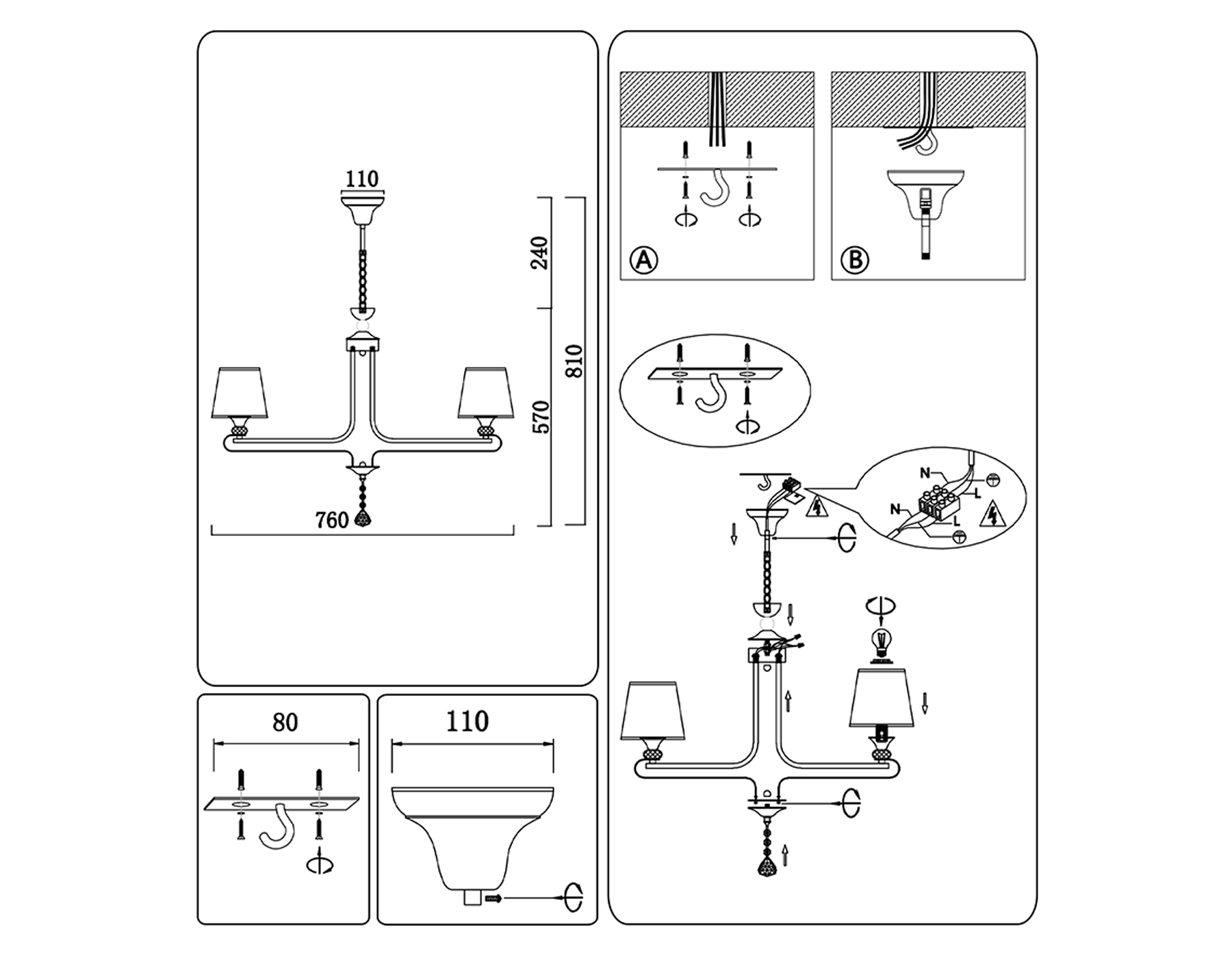 Подвесная люстра с абажуром и хрусталем TR4618/8 CF/FGD кофе/золото E27/8 max 40W D760*810