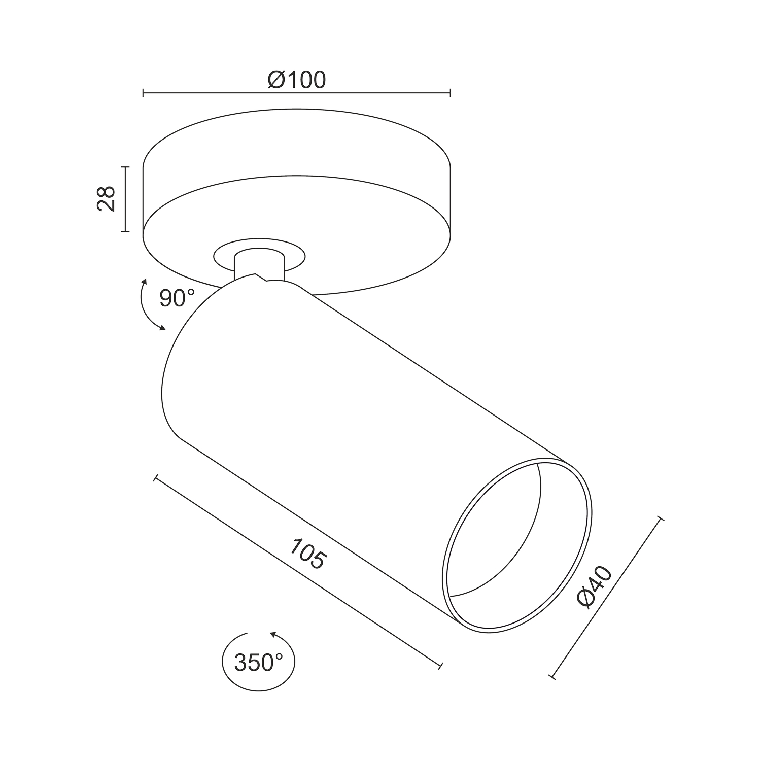 Накладной поворотный светодиодный светильник Ledron SAGITONY R1 S40 White (2487)