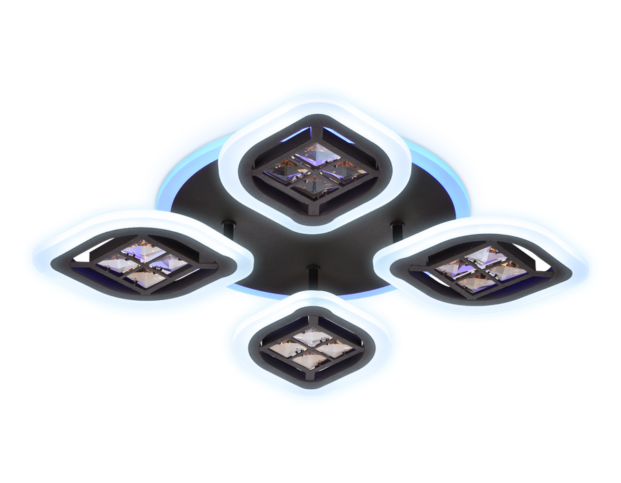 Потолочный светодиодный светильник с пультом FA281/4 CF/TI кофе/янтарь 69W 530*530*80 (ПДУ РАДИО 2.4G)