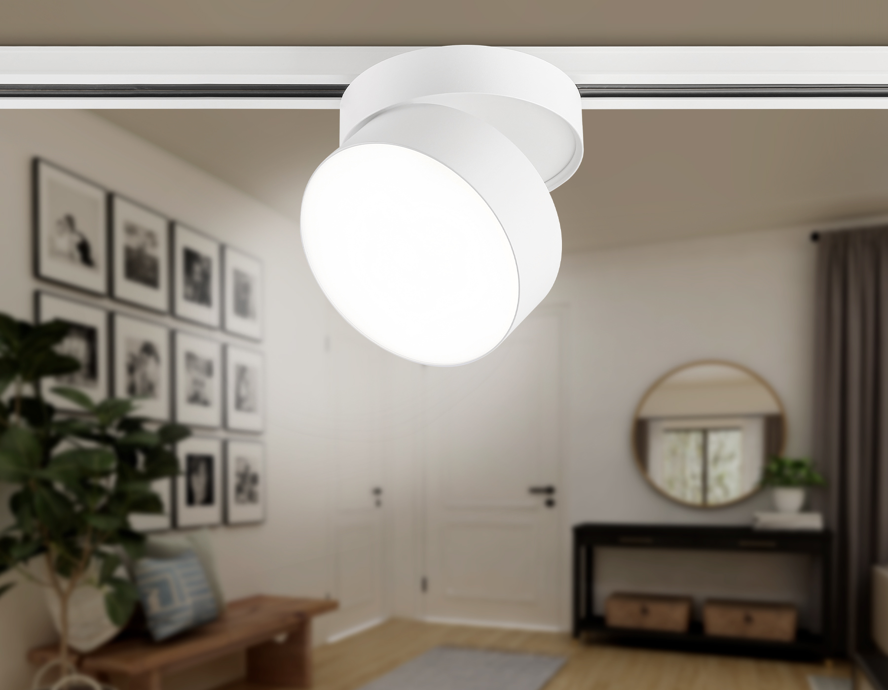 Трековый однофазный светодиодный светильник GL6875 WH белый LED 16W 4200K D115*90