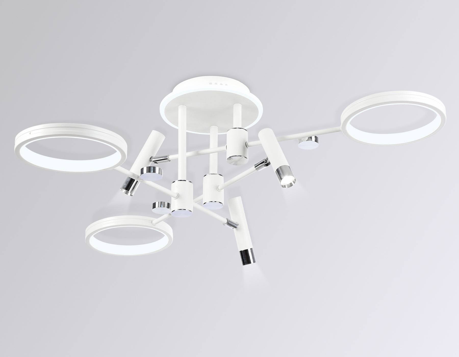 Потолочный светодиодный светильник с пультом управления FL51646/3+3 WH/CH белый/хром 76W 3000K-6400K D700*300 (ПДУ ИК)