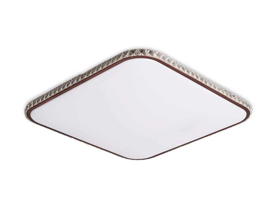 Потолочный светодиодный светильник с пультом и дополнительной подсветкой FF76 WH/CF белый/кофе 72W+30W 490*490*60 (ПДУ ИК)