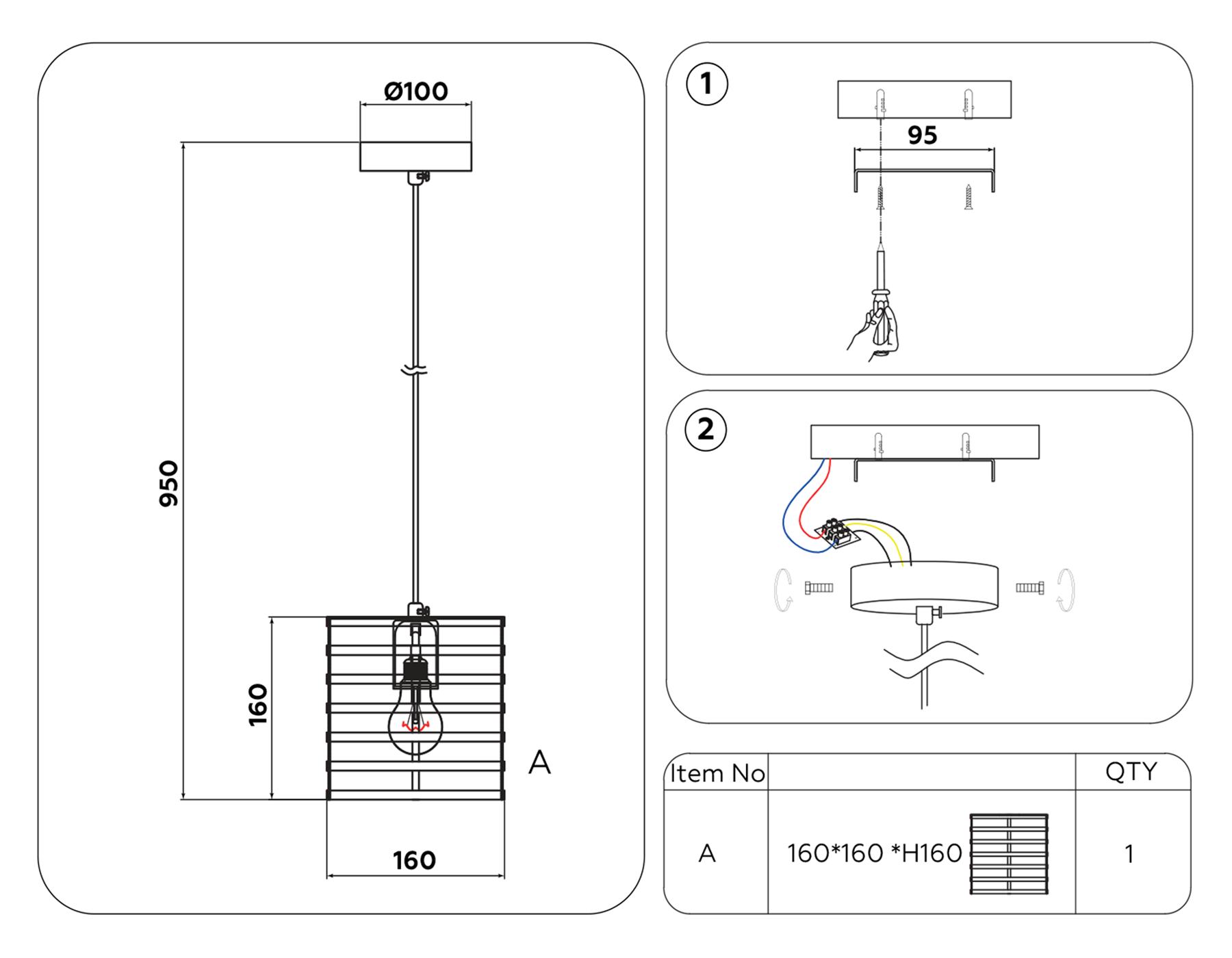 Подвесной светильник в стиле лофт TR8410 WH белый E27 max 60W 160*160*950