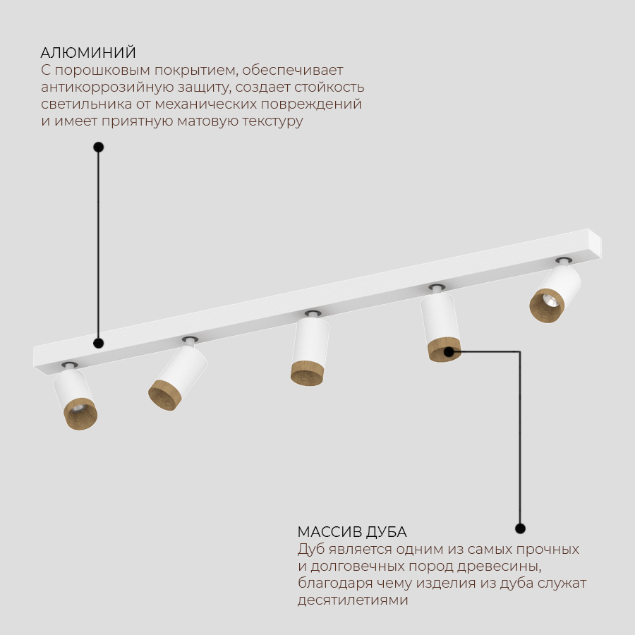 Накладной светодиодный светильник Ledron SAGITONY E5 S60 Wooden White (10178)