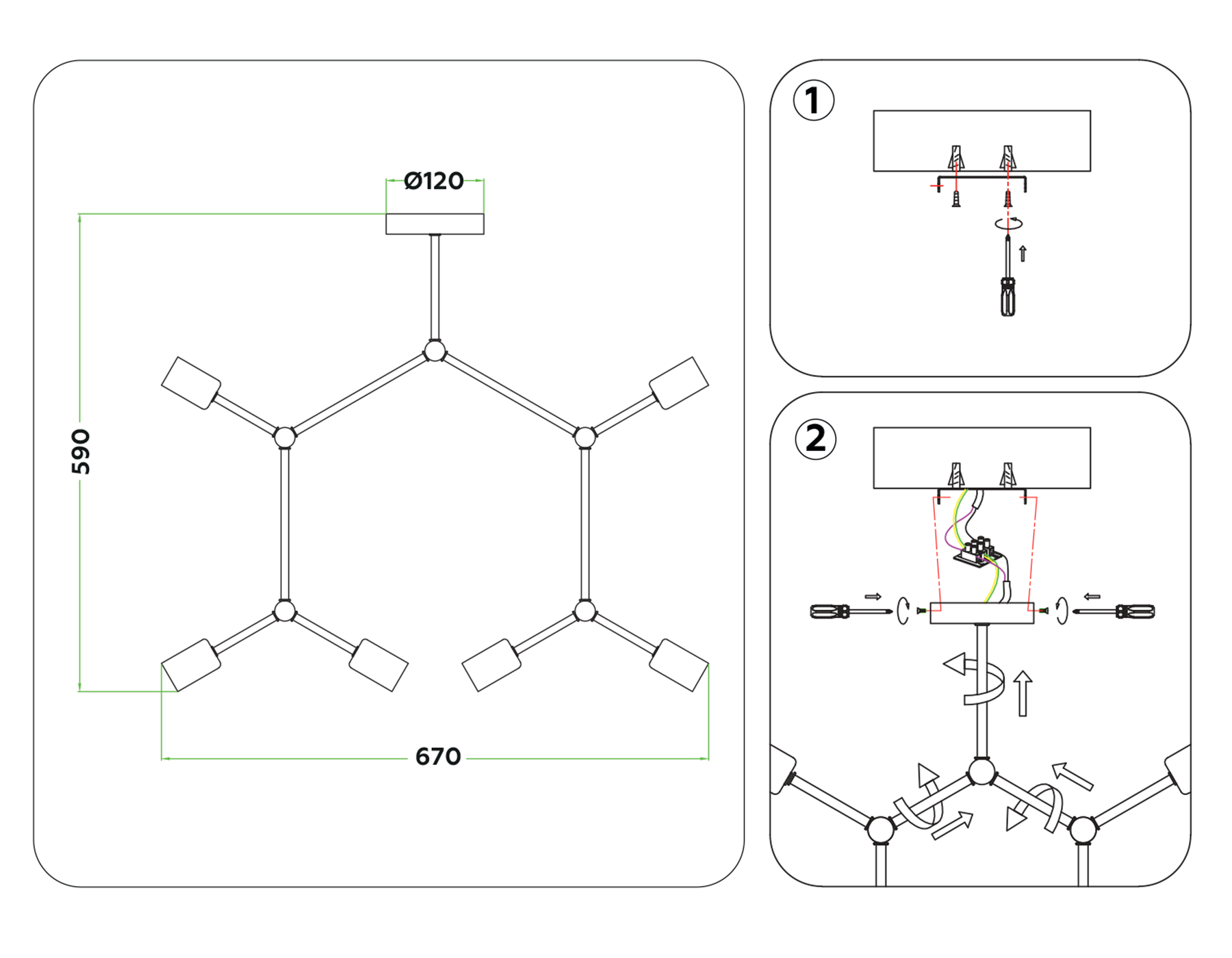 Потолочный светильник в стиле лофт TR8038/6 BS латунь E27*6 max 40W D670*590