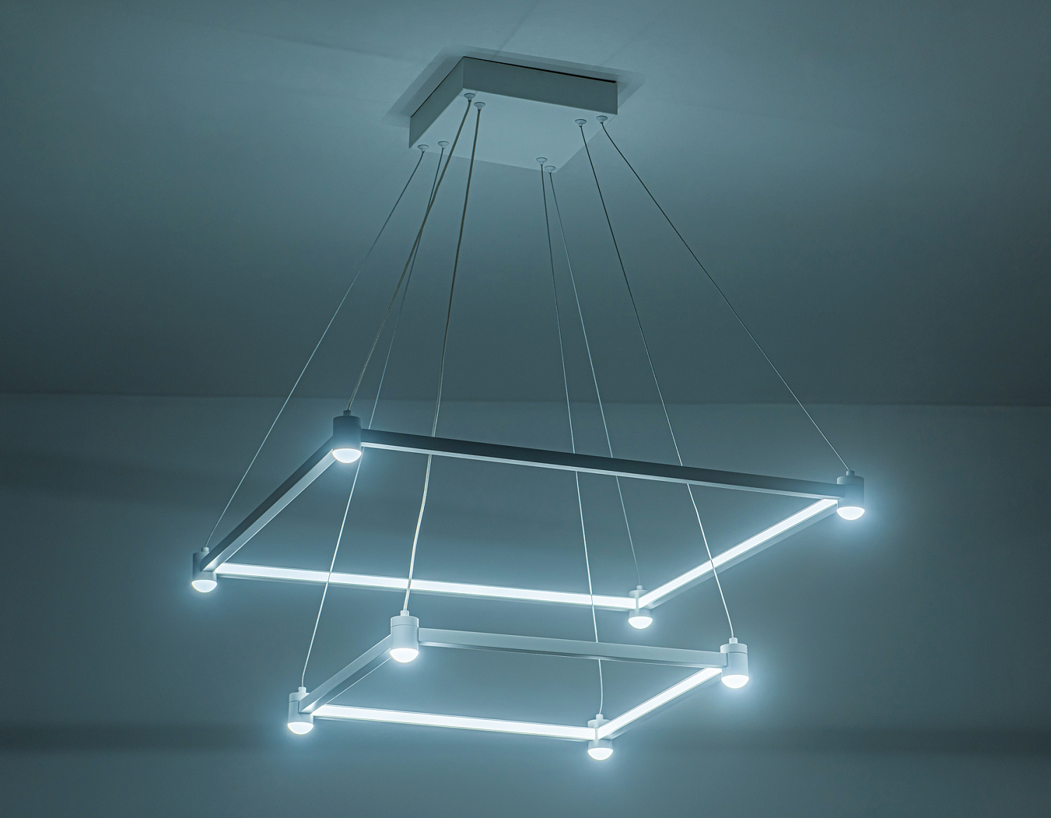 Подвесной светодиодный светильник FL5595/2+8 WH белый 60W 3000K/4200K/6400K 600*600*1300 (без ПДУ)