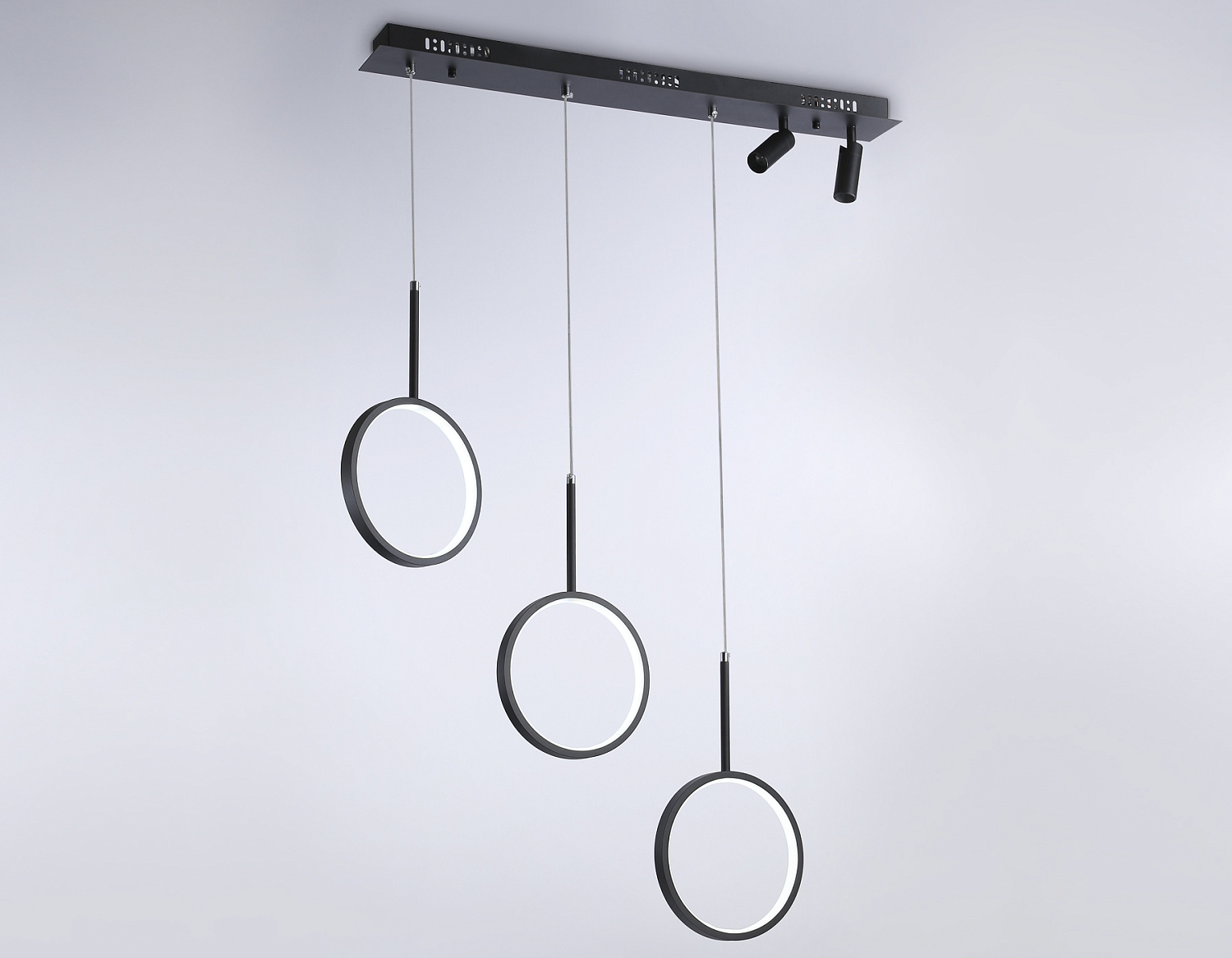 Подвесной светодиодный светильник с пультом FL5278/3+2 BK черный 59W 3000K/4200K/6400K+4200K 800*20*1200 (ПДУ ИК)