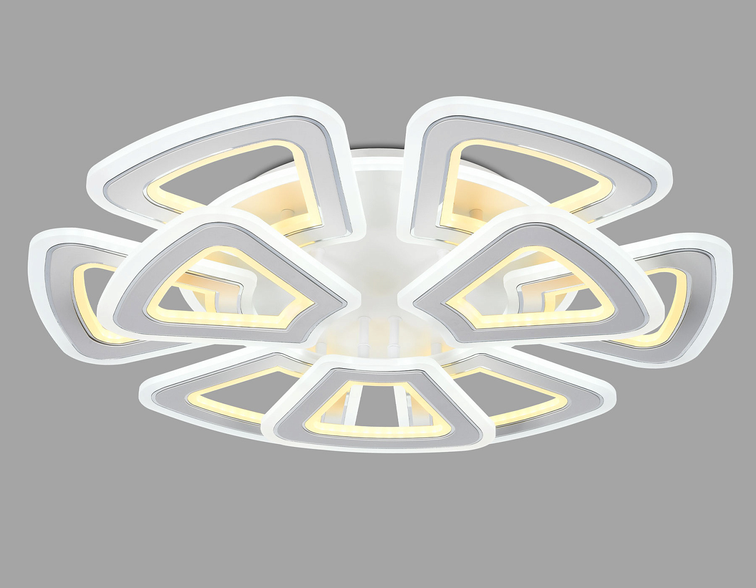 Управляемый светодиодный светильник FA8892/6+3 WH/CH белый/хром 210W 3000K/4200K/6400K 650*640*130 (ПДУ РАДИО 2.4G)