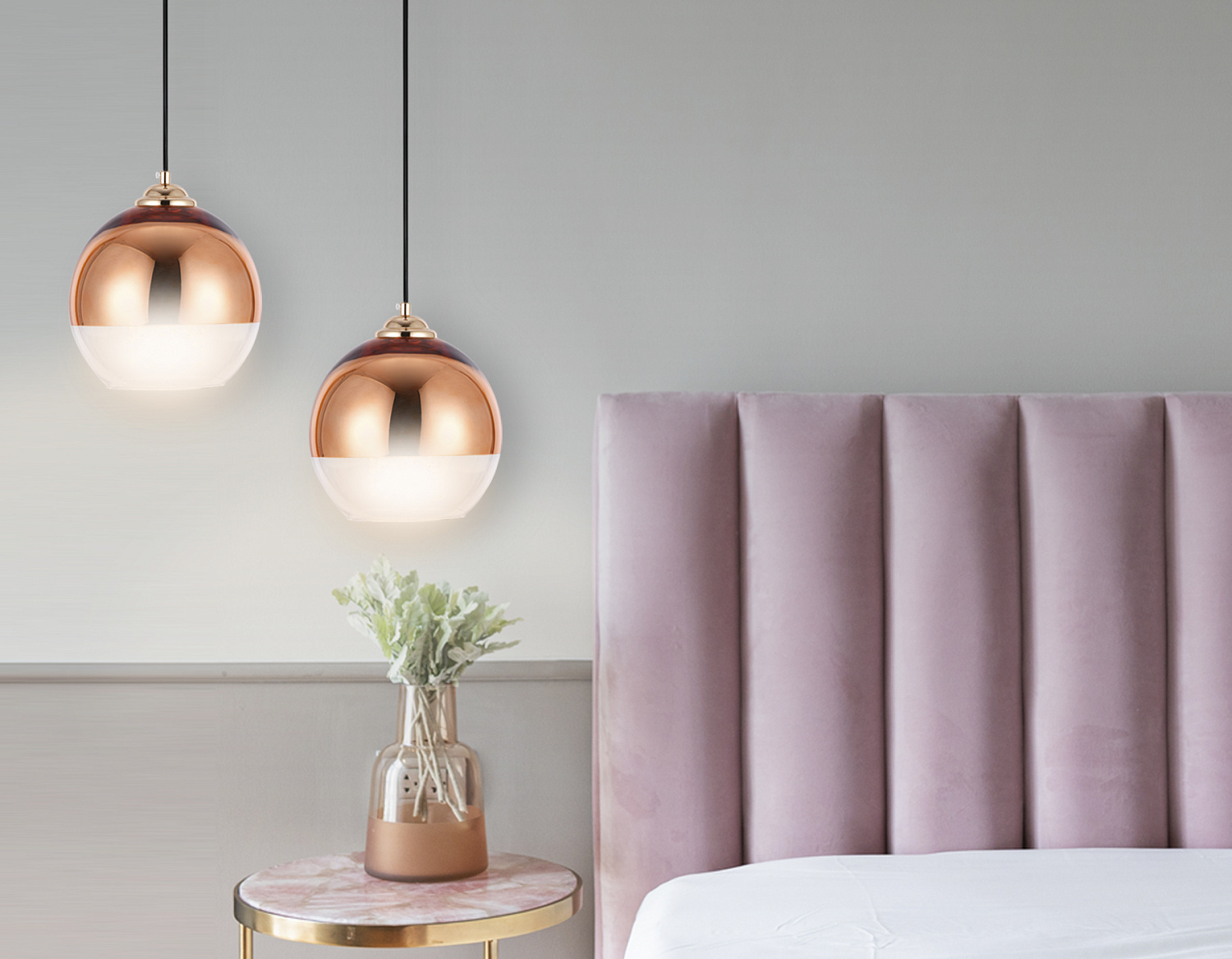 Подвесной светильник со сменной лампой TR3603 CP/CL медь/прозрачный E27 max 40W D200*1000