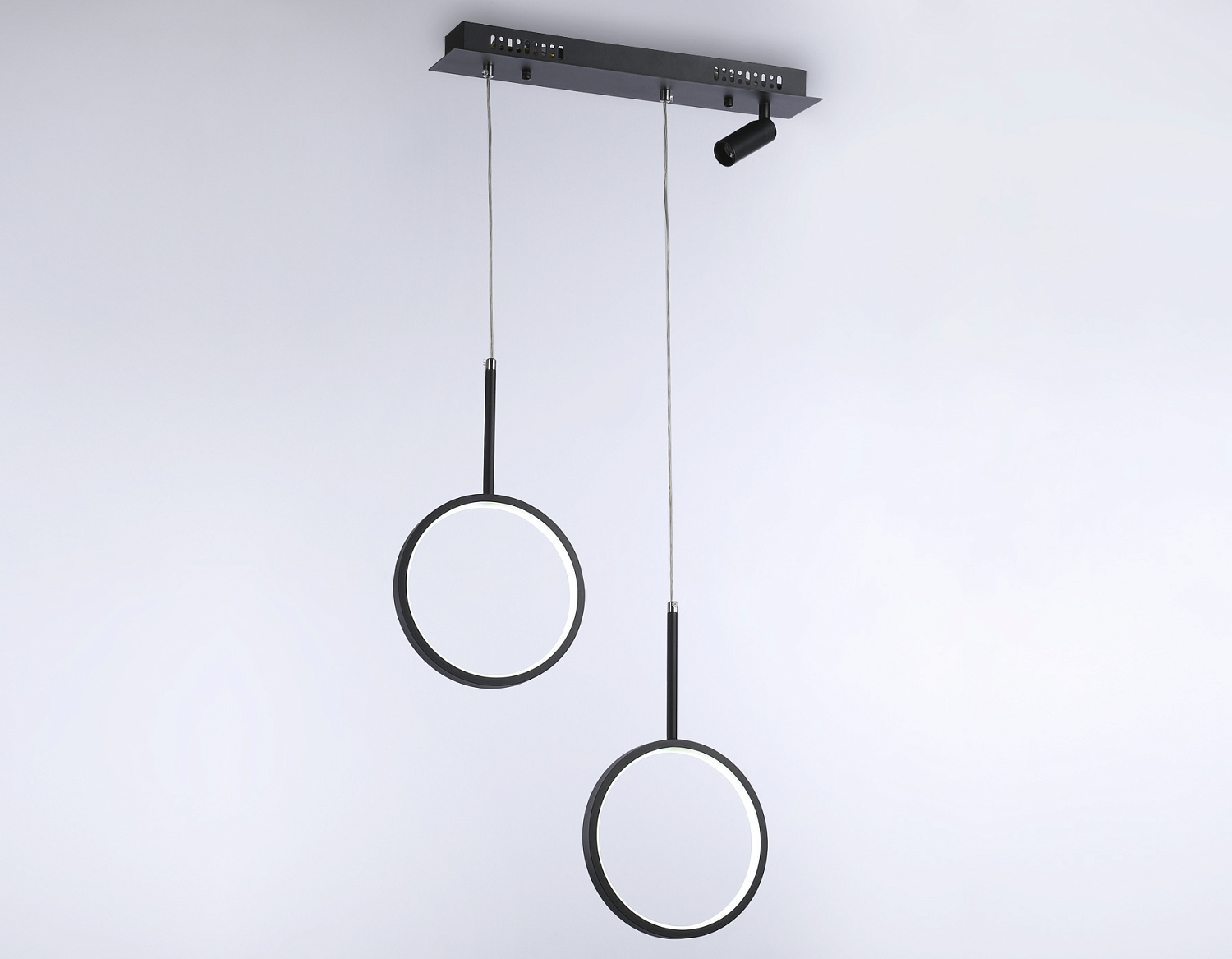 Подвесной светодиодный светильник с пультом FL5274/2+1 BK черный 38W 3000K/4200K/6400K+4200K 500*20*1200 (ПДУ ИК)