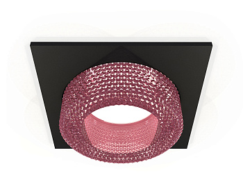 Комплект встраиваемого светильника с композитным хрусталем XC7632022 SBK/PI черный песок/розовый MR16 GU5.3 (C7632, N7193)