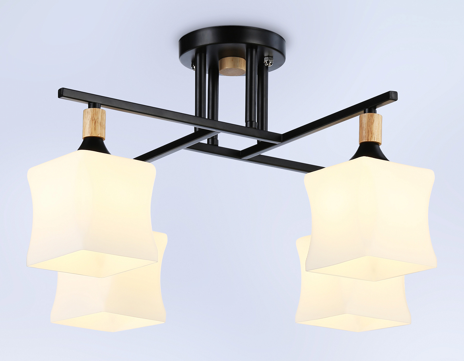 Подвесная люстра TR9497/4 BK/FR черный/белый матовый E27/4 max 40W D495*280