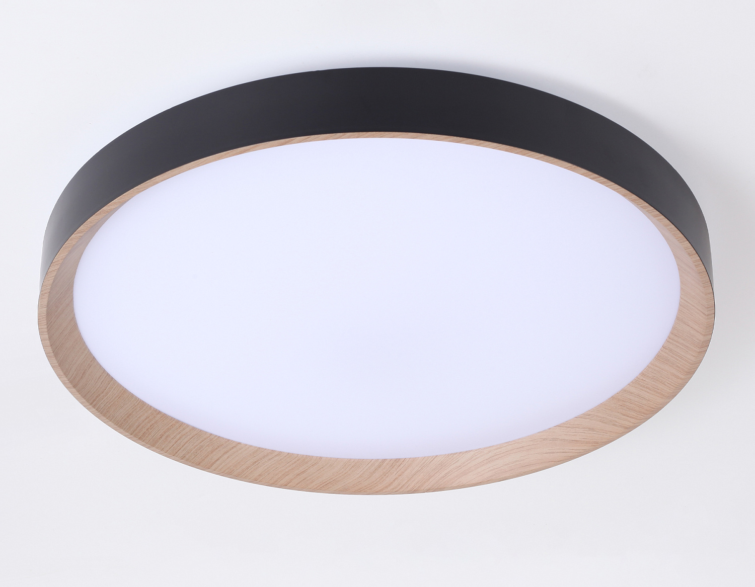 Потолочный светодиодный светильник с пультом FZ1326 BK/LWD черный/светлое дерево IP20 60W D490*80 (ПДУ ИК)