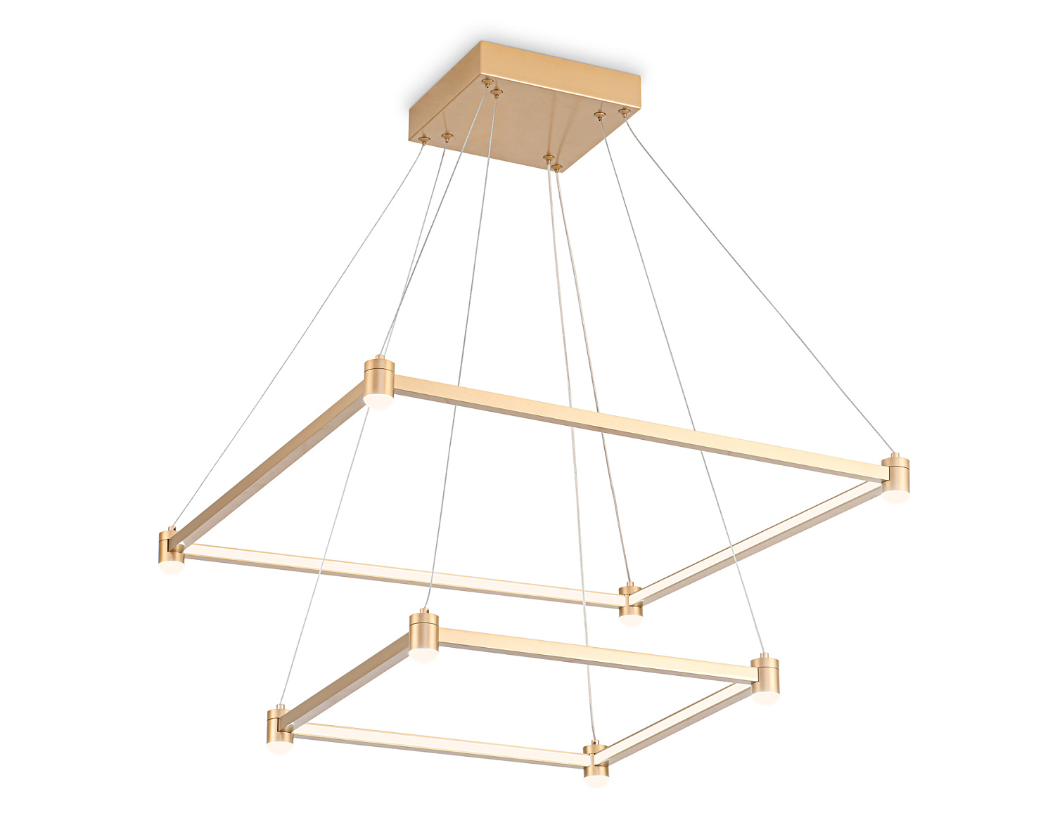 Подвесной светодиодный светильник FL5599/2+8 GD золотой 60W 3000K/4200K/6400K 600*600*1300 (без ПДУ)