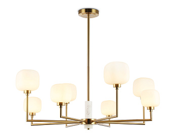 Люстра на штанге с мрамором LH53017/8 BS/FR латунь/белый матовый G9*8 max 40W D830*680